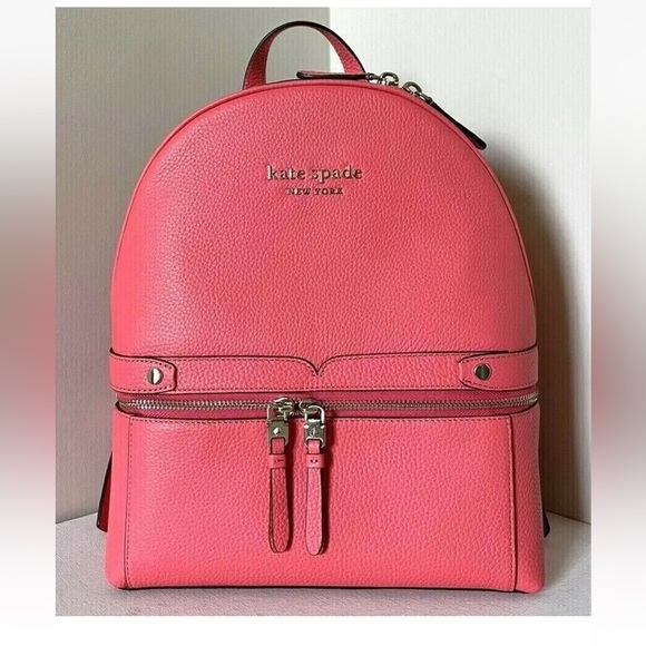 New Kate Spade Day Pack Medium Backpack Pebble Leather Peach Melba - Picture 1 of 6